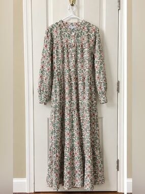 Pink City Prints Floral Block Print Tiered Maxi